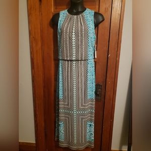 London Style Collection Paisley Floral Graphic Maxi Dress Plus Size 16. NWT